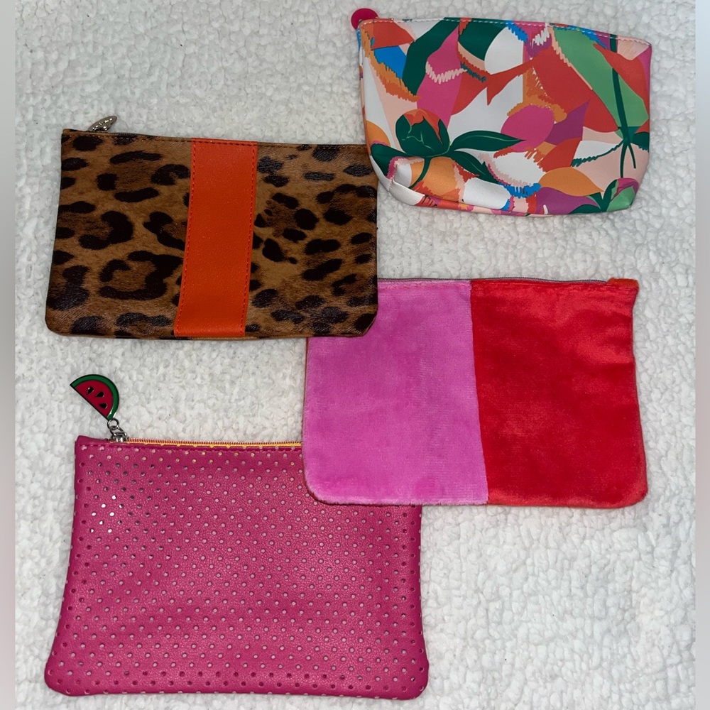Ipsy Cosmetic Bags Set - Leopard, Floral, Pink, Red